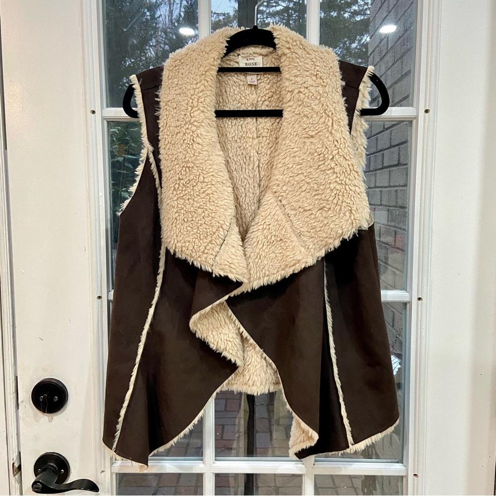 Knox Rose Faux Suede Shearling Trimmed Vest